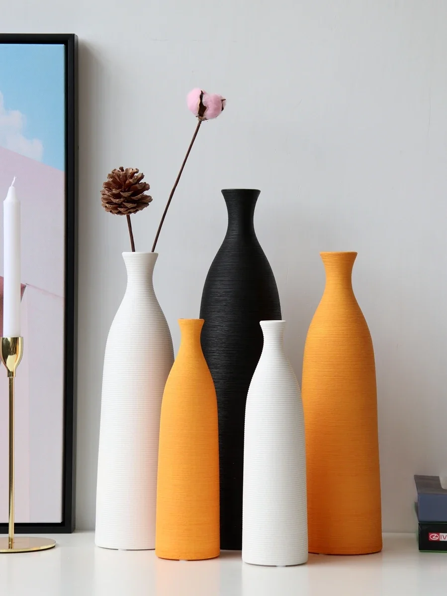 Office Furniture Used - 家の装飾のためのセラミック花瓶、テーブルの置物、シンプルな工芸品、モダンなアクセサリー、オフィスの家具、リビングルームの装飾品、黒と白