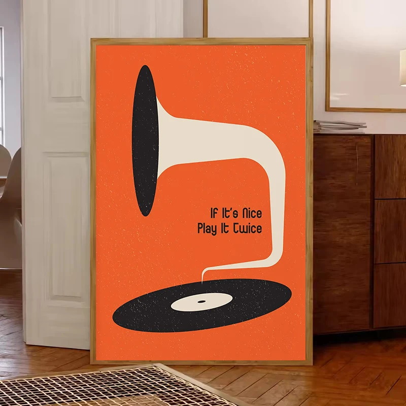 ミッドセンチュリービニールレコードキャンバスウォールアートプ - Office Furniture Used のレビューと価格
